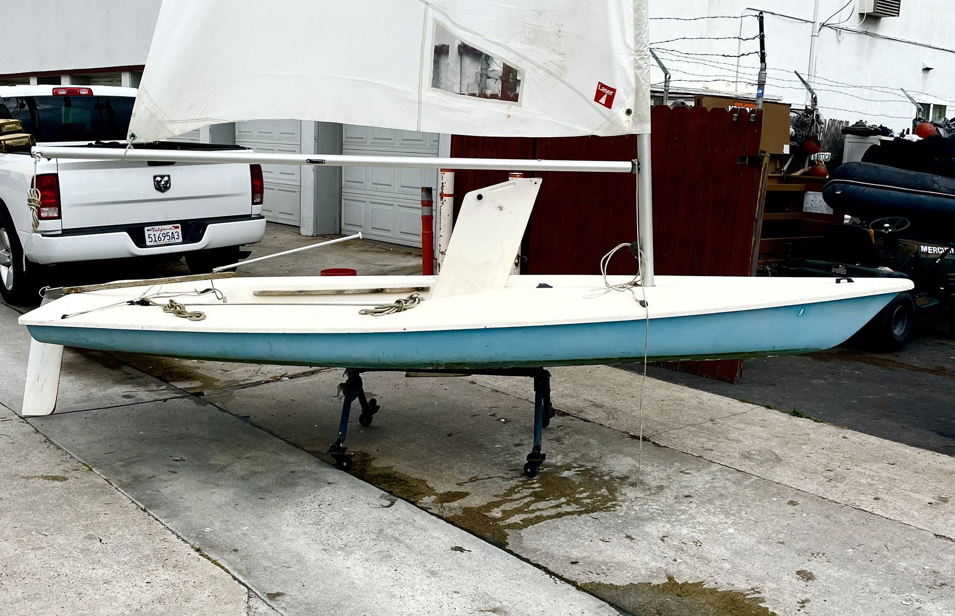 Laser Sailboat Sailing Skiff White Crispy Sail Ready To Sail Cheap for
