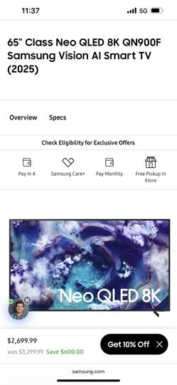 65” Samsung 8k Oled SMART TV