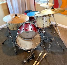 4 piece drum complete drum set Slingerland 14 15 toms 5 ply maple vintage Magestic bass & snare Zildjian cymbals new throne DW pedal pearl hihat  $575