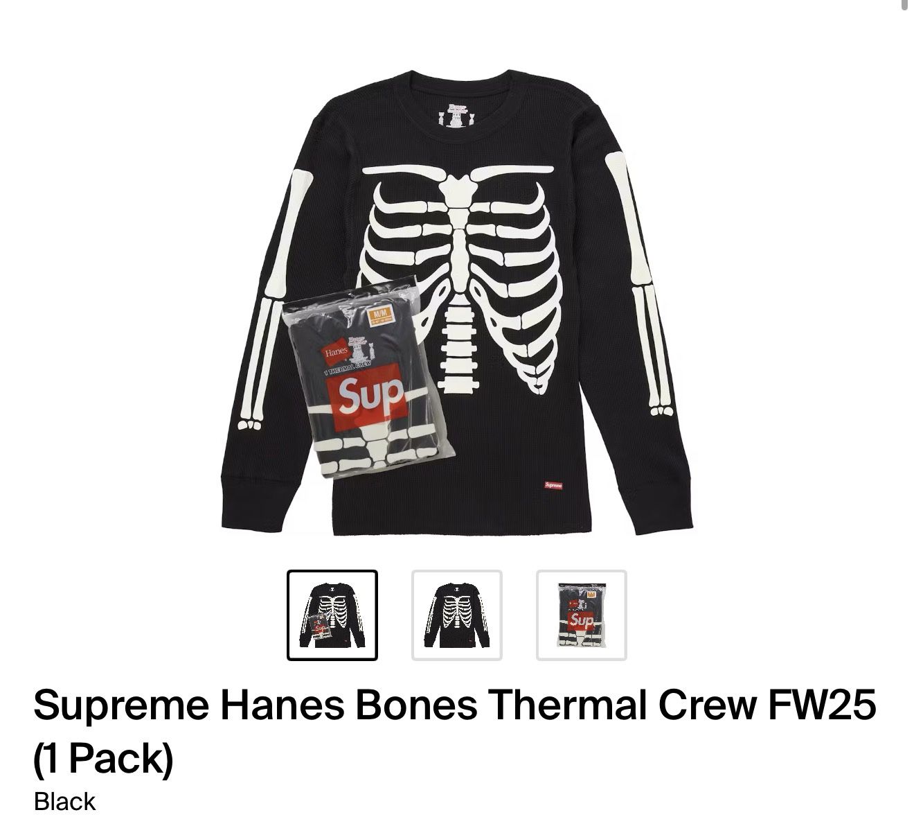 Supreme Hanes Bones Thermal Crew Size Xl.