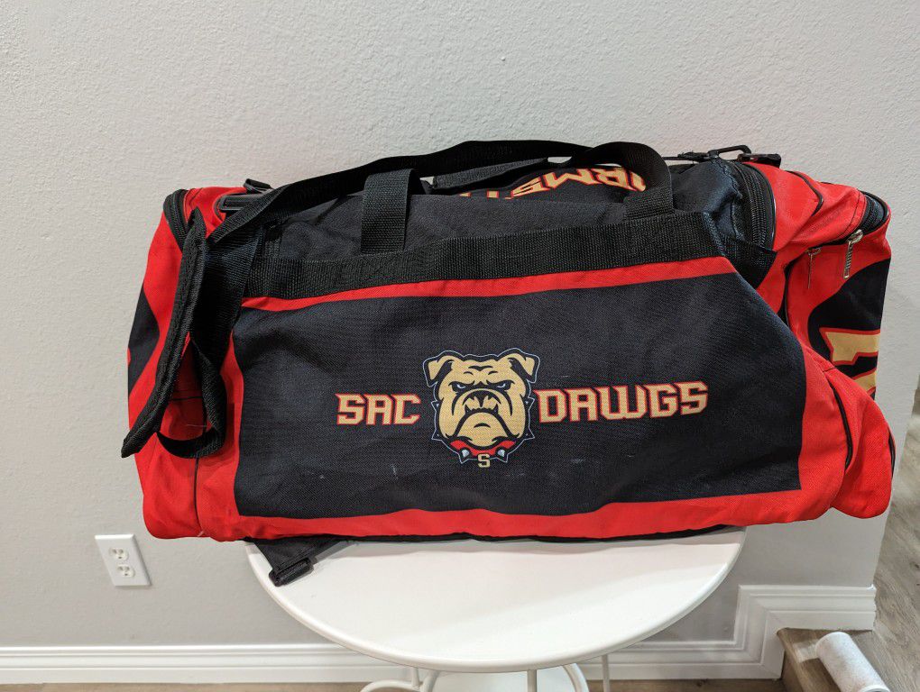 Sacramento Bulldogs Armstrong  Duffel Bag And Backpack 2 in 1 Black And Red Travel, Sports, Gym Hiking Large Bag 