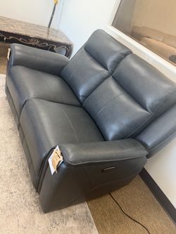 Addyson- 100% real leather loveseat with two power recliners and USB ports