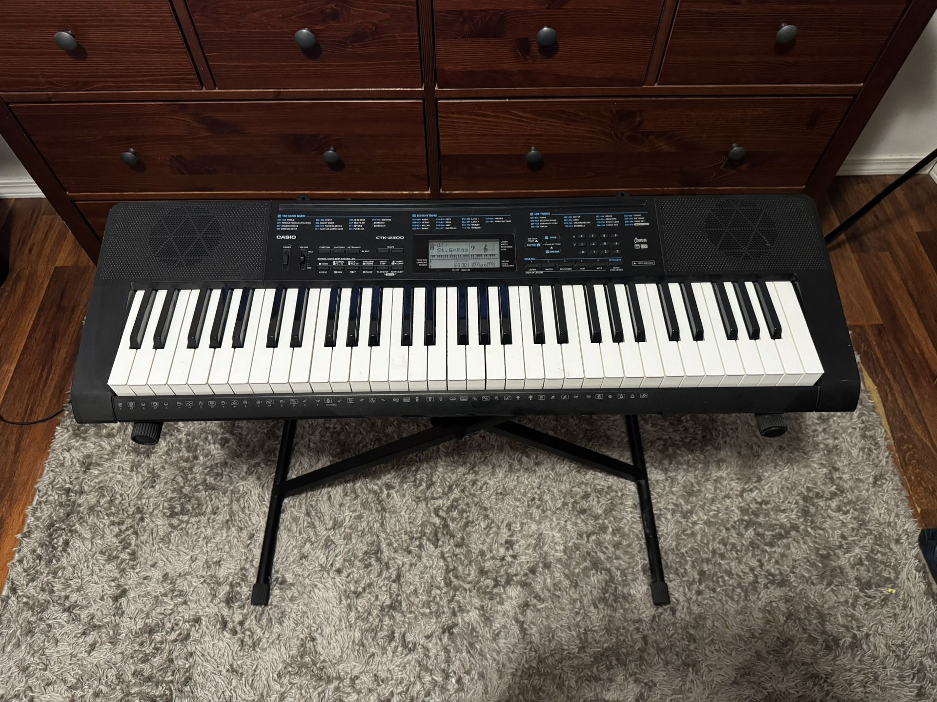 Casio CTK-2300 61-Key Portable Keyboard – Like New + Stand & Power Cord
