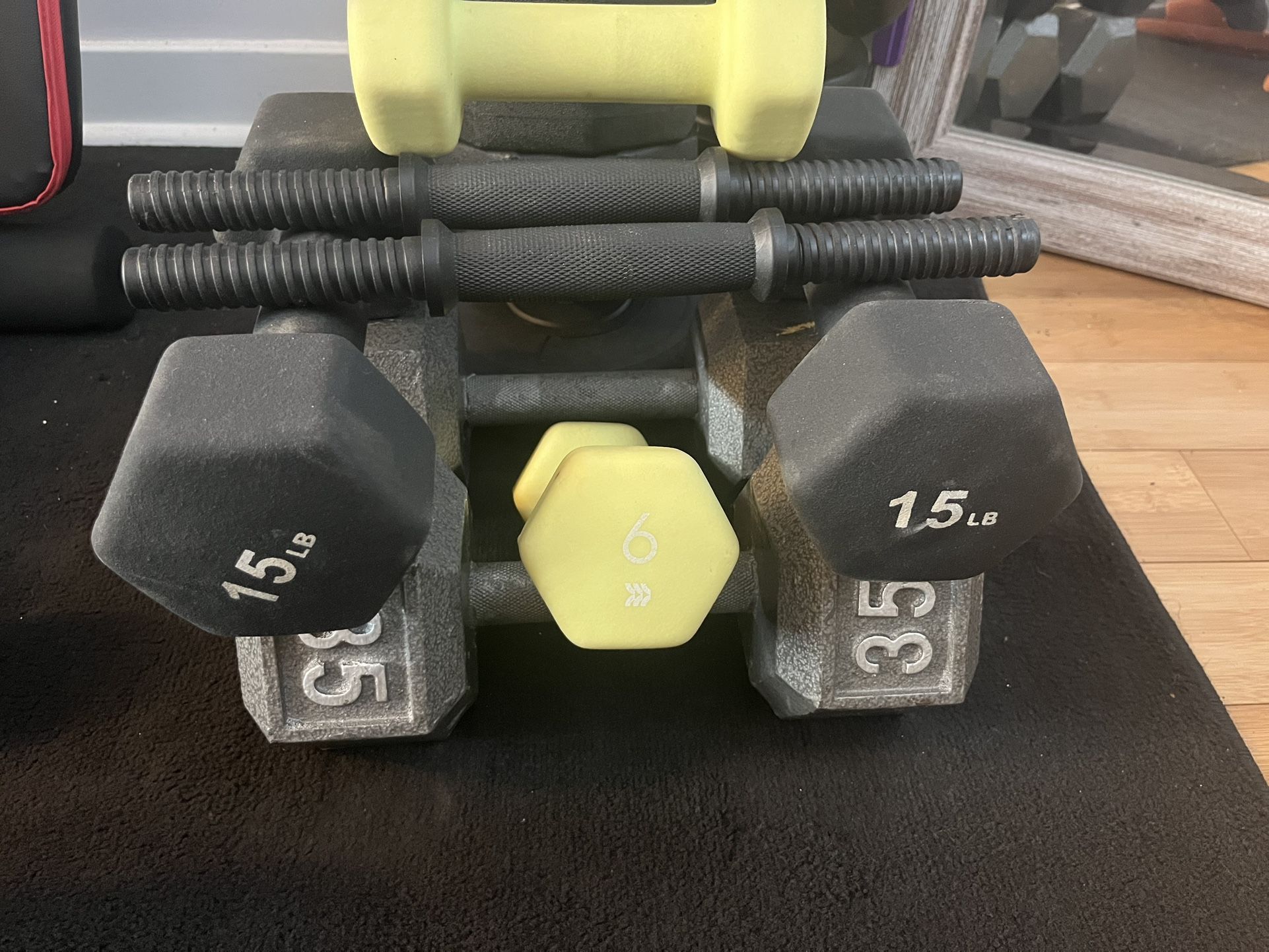 Bench With Dumbbell Set 6lb 15lb 35 Lb