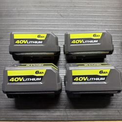Ryobi 40v 6ah Batteries, Like New 