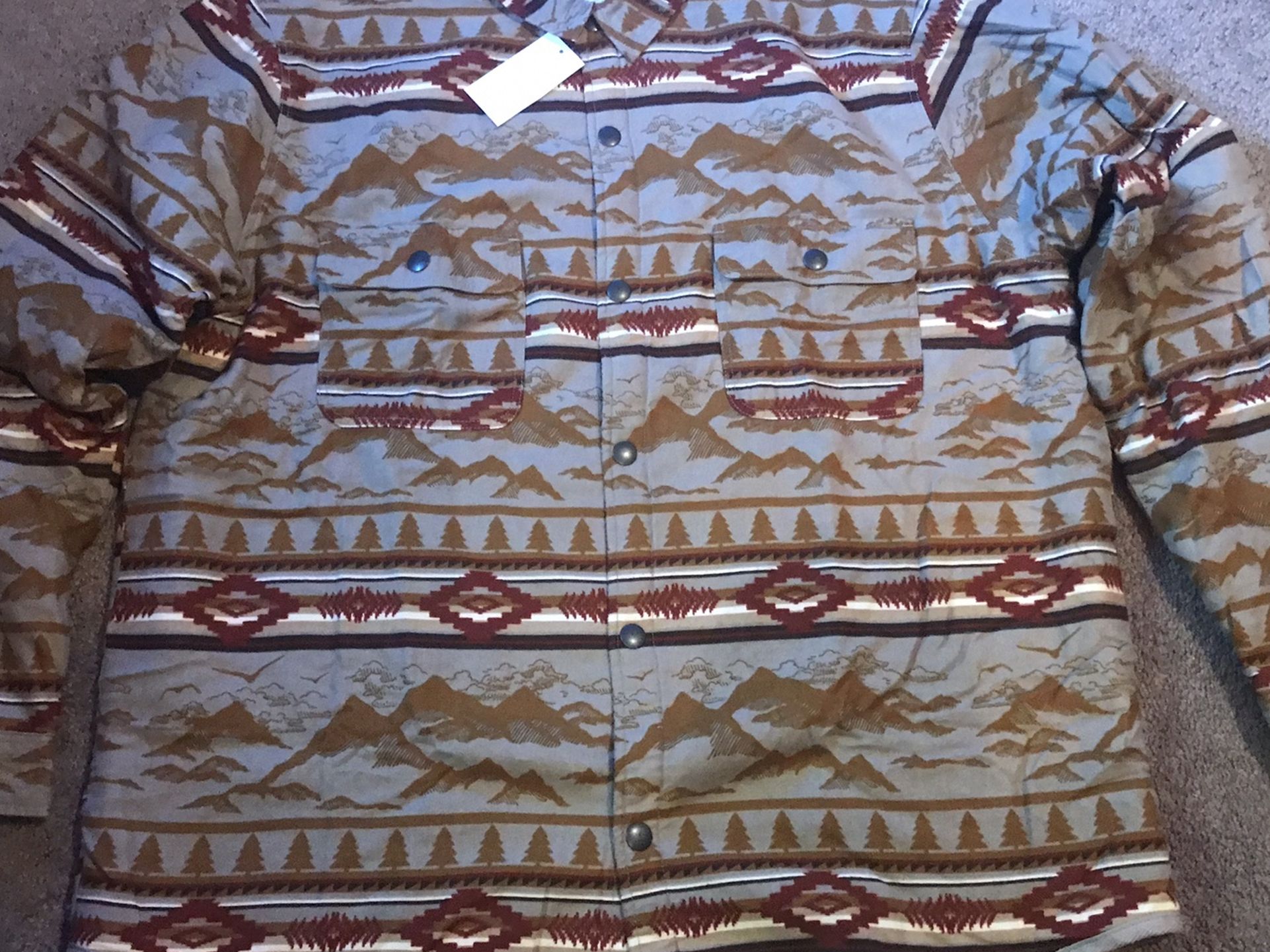 Sun + Stone Mens Aztec Indian Print Shirt Jacket Fleece Size XL & XXL