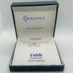 NIB Swarovski Crystal Infinity Cross 18” Necklace In Gift Box