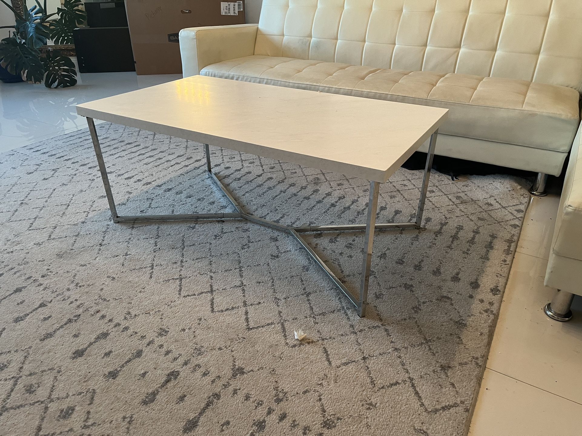 Faux Marble Coffee Table And Large Rug