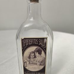 Antique Hipofosfitos Salud Health Tonic Glass Jar Spain and Latin America 1920s