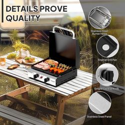 ROVSUN 2 Burner Portable Propane Griddle 20,000 BTU
