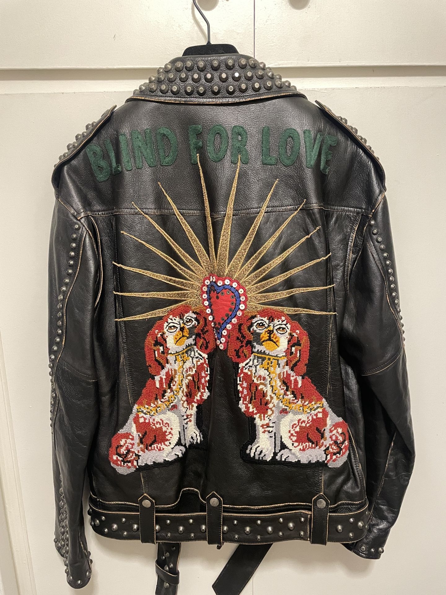 Mens Gucci Leather Moto Jacket Biker Coat Sz 48 Medium