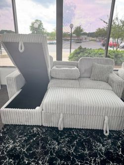Jumbo Plush Corduroy Sofa bed w/Storage