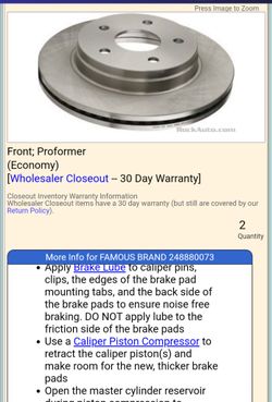 2002 dodge ram 1500 pickup 5.9l 4wd rotor pair front