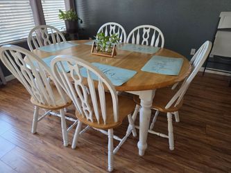 Wood Dining Table with 6 Chairs