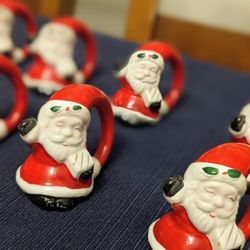 Vintage Santa Napkin Holders Holiday Decor Vintage Santa Napkin Ring Holders 12 Total 
kitschy retro and cute collectable porcelain