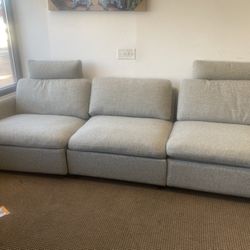 GRAY 3 PIECE PARTIAL RECLINING SECTIONAL
