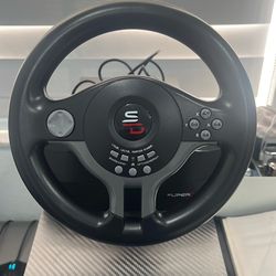 SUBSONIC - Superdrive SV250 Steering Wheel. Racing Wheel with pedals and Gearshift Paddles - 22 cm Diameter, 180° Roation Angle - For Nintendo Switch 