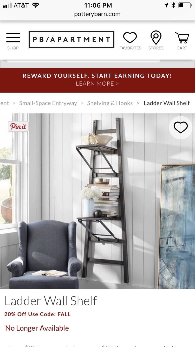 Pottery Barn Ladder Wall Shelf - Set of 2 BRAND NEW