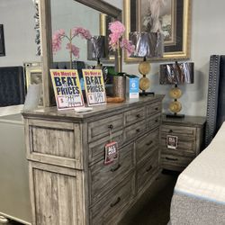 Wood Dresser Mirror Nightstand 🏡📦 $1,599