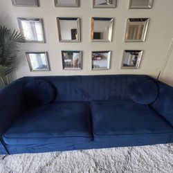 Modern blue coach  With Two Accent Pillows