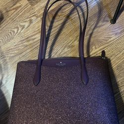 Kate Spade Shimmy Glitter Zip Tote Cherrywood 