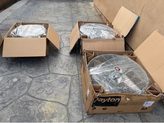 2 new fans dayton air circulator 30” commercial fan head asking $200 each and 1 - is 24” in head fan asking $200