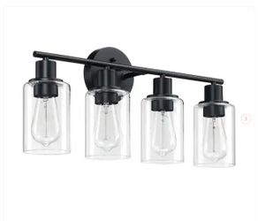 23.09 in. 4-Light Matte Black Bathroom Vanity Light with Clear Glass Shades - New