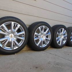 4 Used 22X9 OEM Chevy High Country Rims & 275 50 22 Bridgestone Alenza Tires TAKEOFFS 6X5.5 +28MM Offset 
