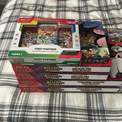 pokemon poster collection , pin collection and first partner 