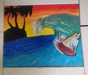 A Surfing Cat In Miami Beach 