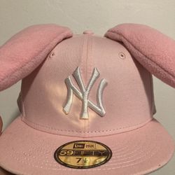 Pink Bunny Ear Yankees Hat