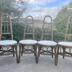 Vintage Rattan Dining Chairs Set Of 4