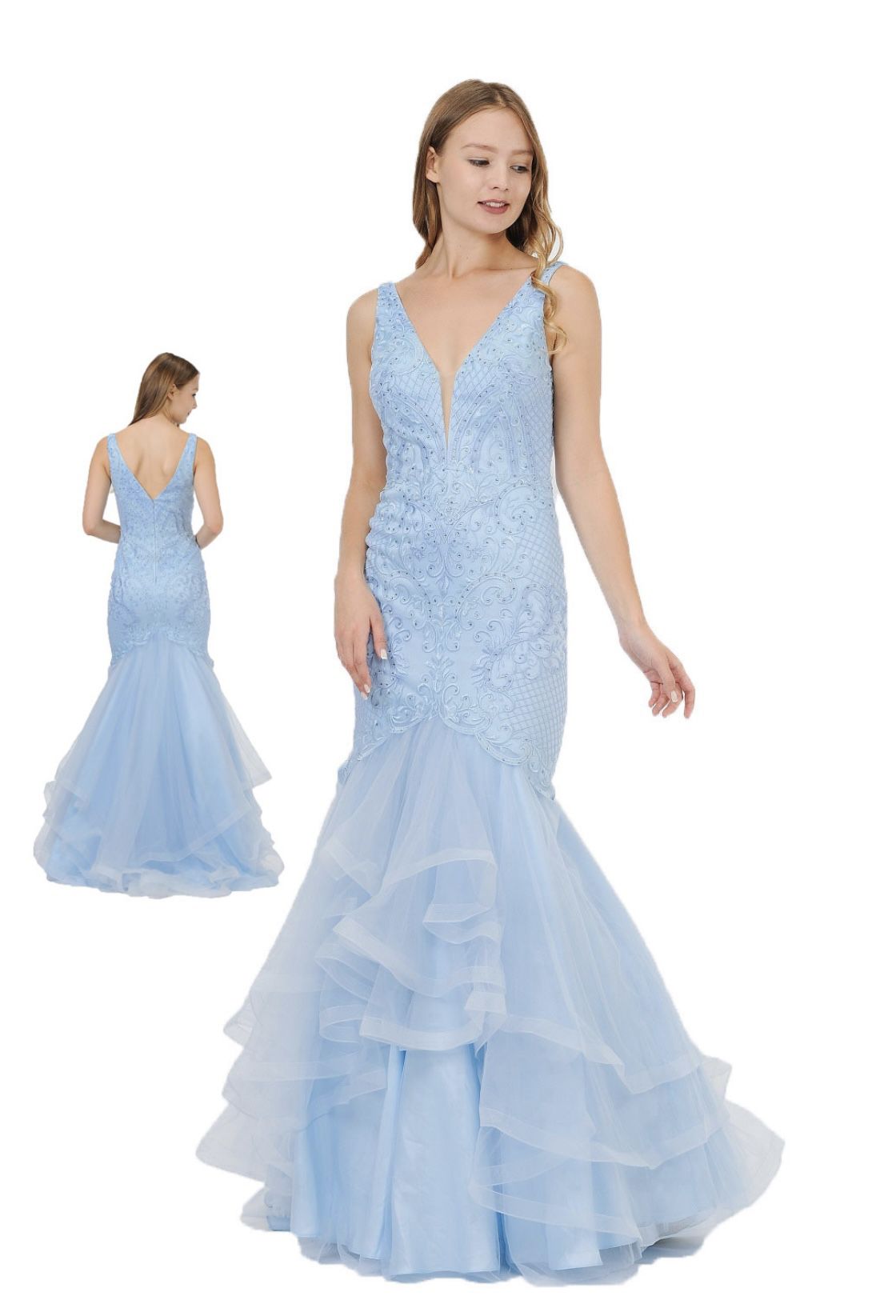 New With Tags Baby Blue Mermaid Formal Dress & Prom Dress $139