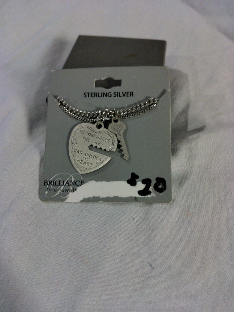 Sterling Silver Heart And Keychain Necklace
