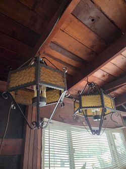 Wrought Iron Lantern Pendant Light Fixtures – Set of 2