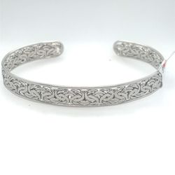 14KT White Gold Flat Byzantine Cuff Bracelet 8.40g 187798/3