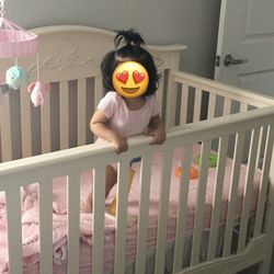 Ivory wooden baby crib