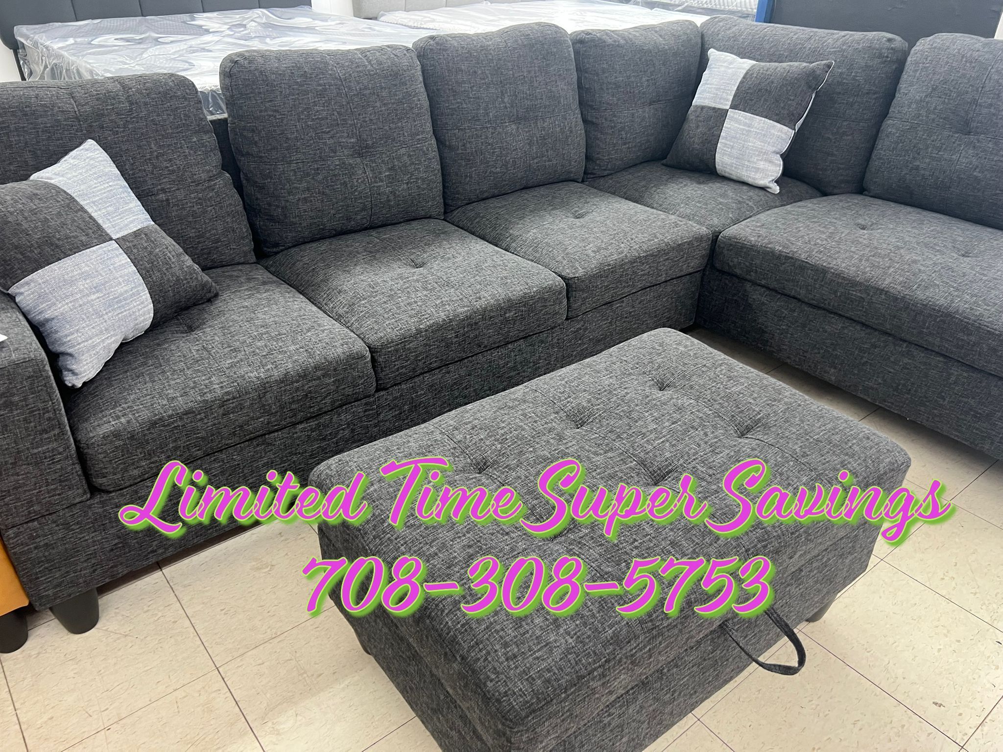 Limited Time Only-Beautiful Dark Grey Sectional