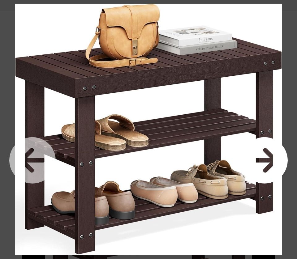 SONGMICS Shoe Rack Bench, 3-Tier Bamboo Shoe...