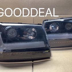 Oh145 Fit 06-09 Chevrolet Trailblazer LT Black Led Bar Headlight 