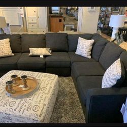 Sport/Casual Style L Shape Cozy Charcoal Couch/Sectional🌟Showroom Available 🏠New Brand👍