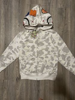 BAPE White camo zip hoodie glow in the dark