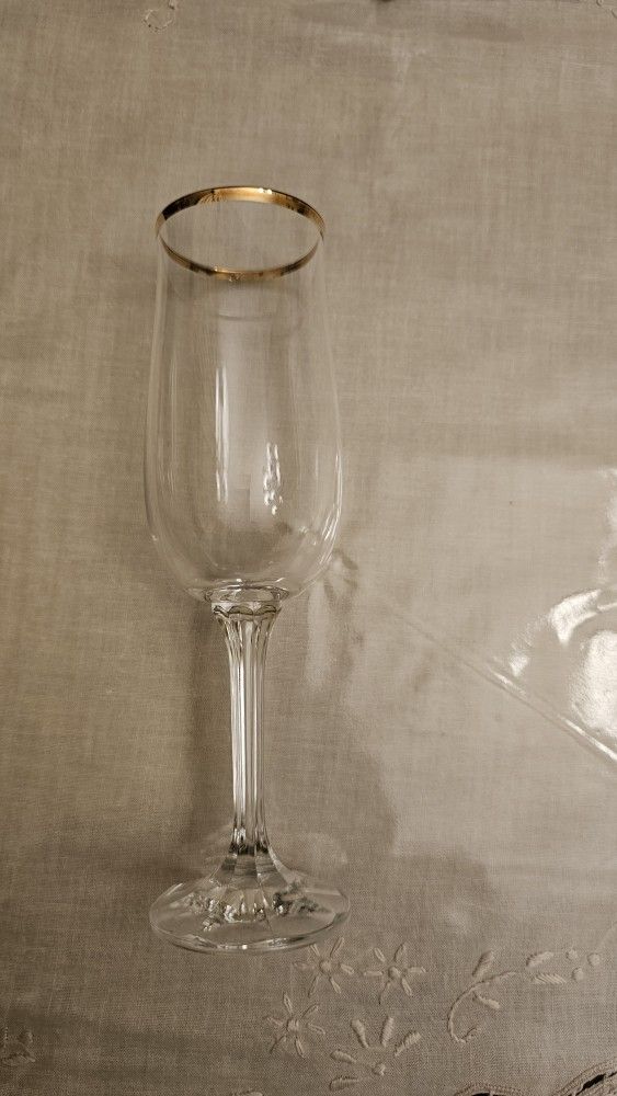 Gold Rimmed Crystal Champagne Glasses