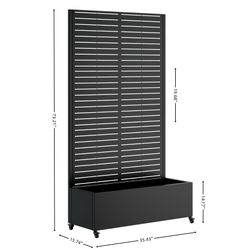 Metal Planter Box with Trellis, 73"x35"x16 Metal Raised Garden Bed with Trellis, Metal Planter Box with Drainage Holes & Lockable Wheels & Privacy Scr