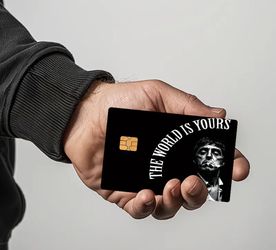 Scarface Movie Design, Bank Cards, Credit Cards, Debit Cards, Transportation Cards, Room Key Cards, And Skin Stickers.