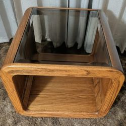 Rare Antique Vintage Beveled Edge Glass Top End Table Or Coffee Table Very Heavy 