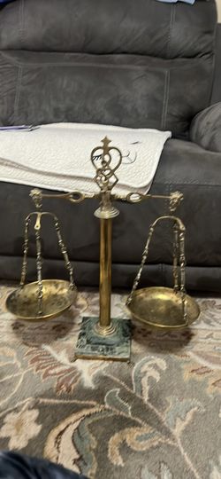 Vintage Brass And Marble Base Scales
