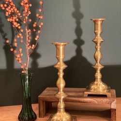 Brass Candle Holders, 9” Tall