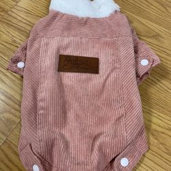Medium Pink Corduroy Warm Dog Coat