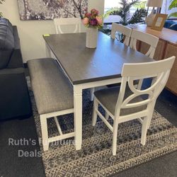 6-pc Dining Set ( Table + 4 Chairs + Bench)